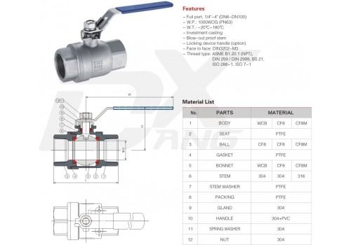 2-PC BALL VALVE THREAD END DIN 2-PC BALL VALVE THREAD END DIN